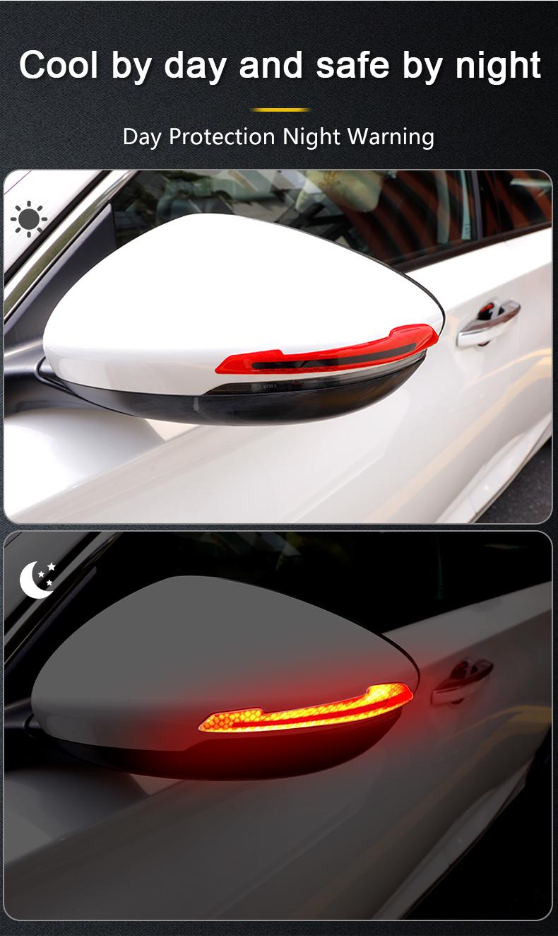 Universal Reflective Rearview Mirror Trim Stickers – Anti-Collision & Anti-Scratch Warning Decals (2PCS)