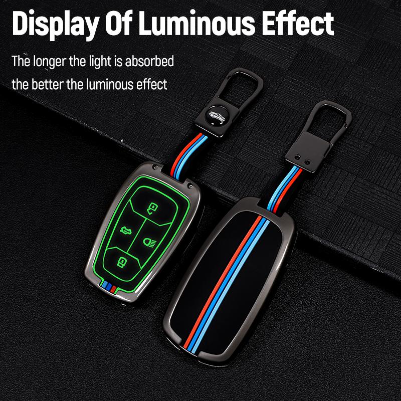 Tata 4-Button Smart Key Cover – Metal & Silicone Case for Nexon, Harrier, Safari, Tiago EV & More (Black)