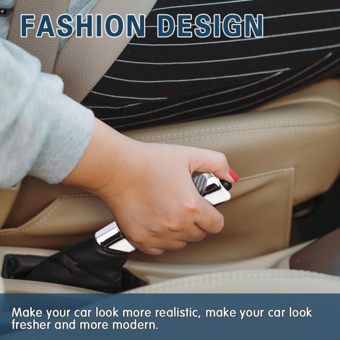 Car Handbrake Cover, ABS Parking Handbrake Decorative Cap with Comfortable Grip, Auto Handbrake Grip Cover, Universal Vehicle Interior Decor Accessories for Most Cars - Image 6
