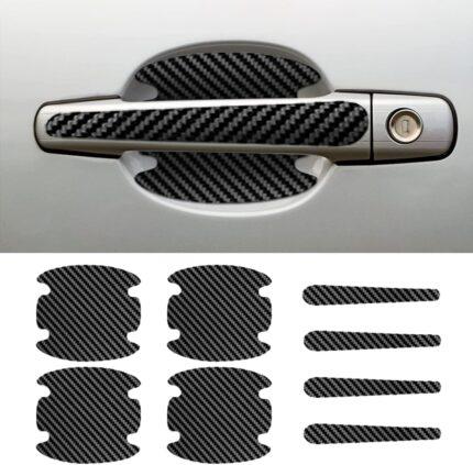 8PCS Car Door Handle Scratch Protectors, Carbon Fiber Car Door Handle Bowl Sticker, Universal Auto Doors Handles Paint Guard Cover, Doors Handles Cup Protective Film for Cars (Black)