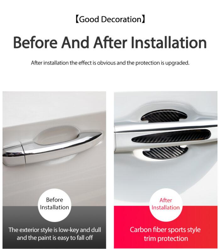 Car Door Handle Cup Protector Reflective Stickers – 8 PCS Universal Carbon Fiber Protection Film - Image 2