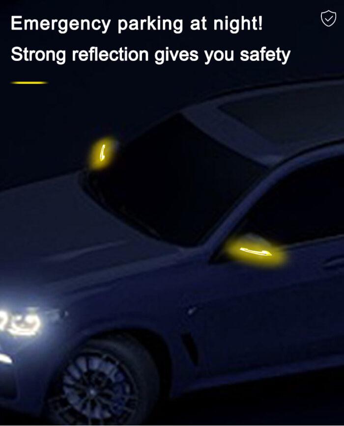 Universal Reflective Rearview Mirror Trim Stickers – Anti-Collision & Anti-Scratch Warning Decals (2PCS) - Image 6