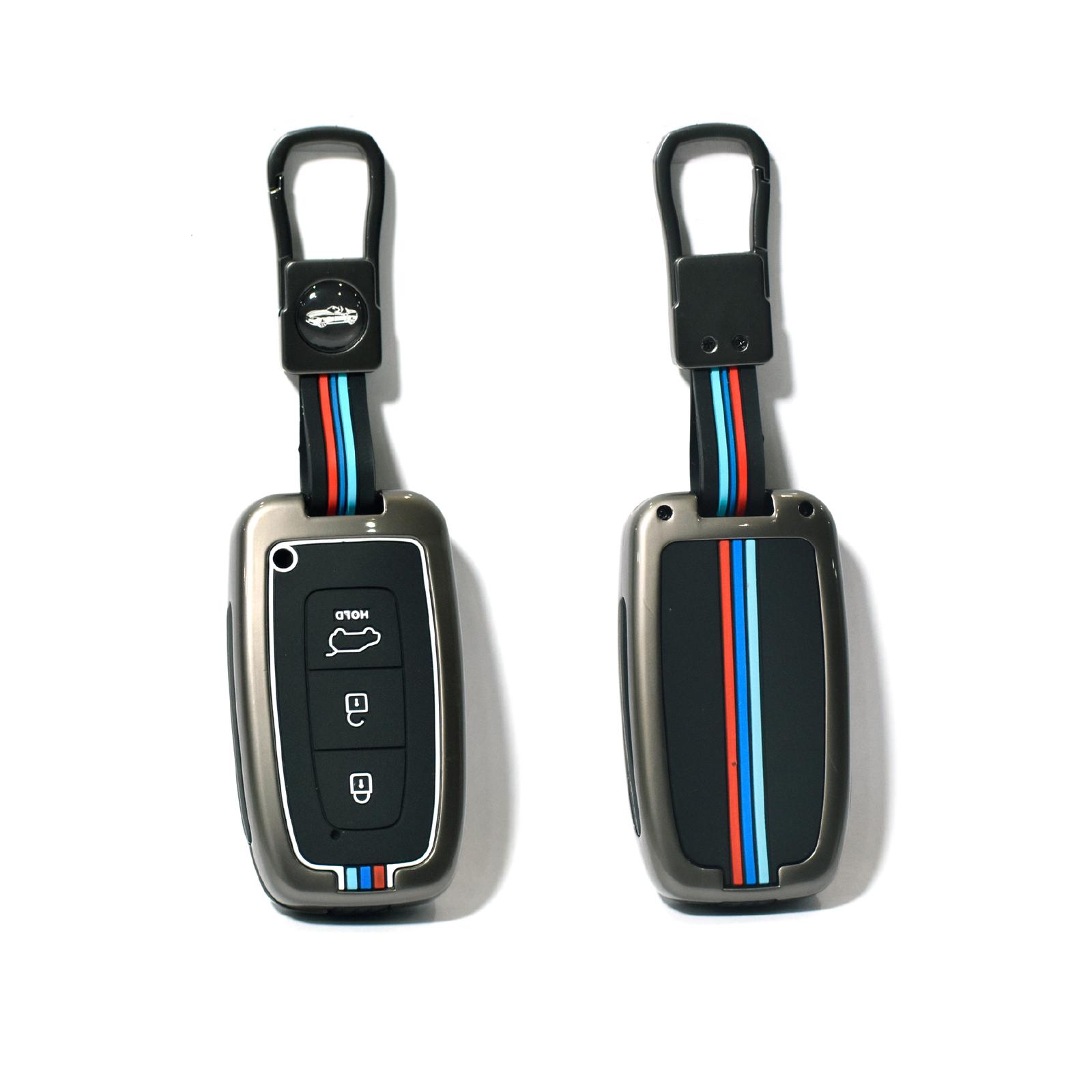 01 Metal & Silicone Key Cover for Hyundai cars i10, i20, Verna, Creta and Etc - Image 1