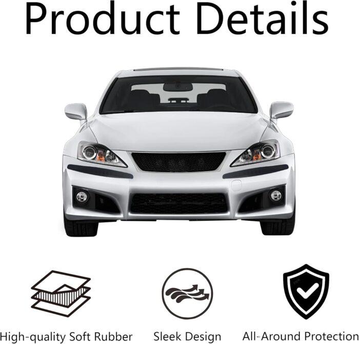 Janvitha 4 Pack Car Bumper Guard, Universal Rubber Protector for SUV - Front/Rear Anti Collision & Scratch Guard Strip (Black) - Image 6