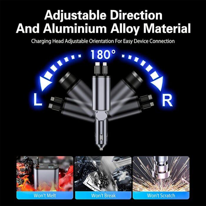 4-in-1 120W Retractable Fast Car Charger with C to C Ports - Image 5